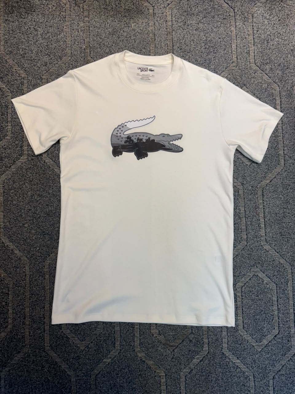 Camisa Lacoste Peruana Big Croc Off White