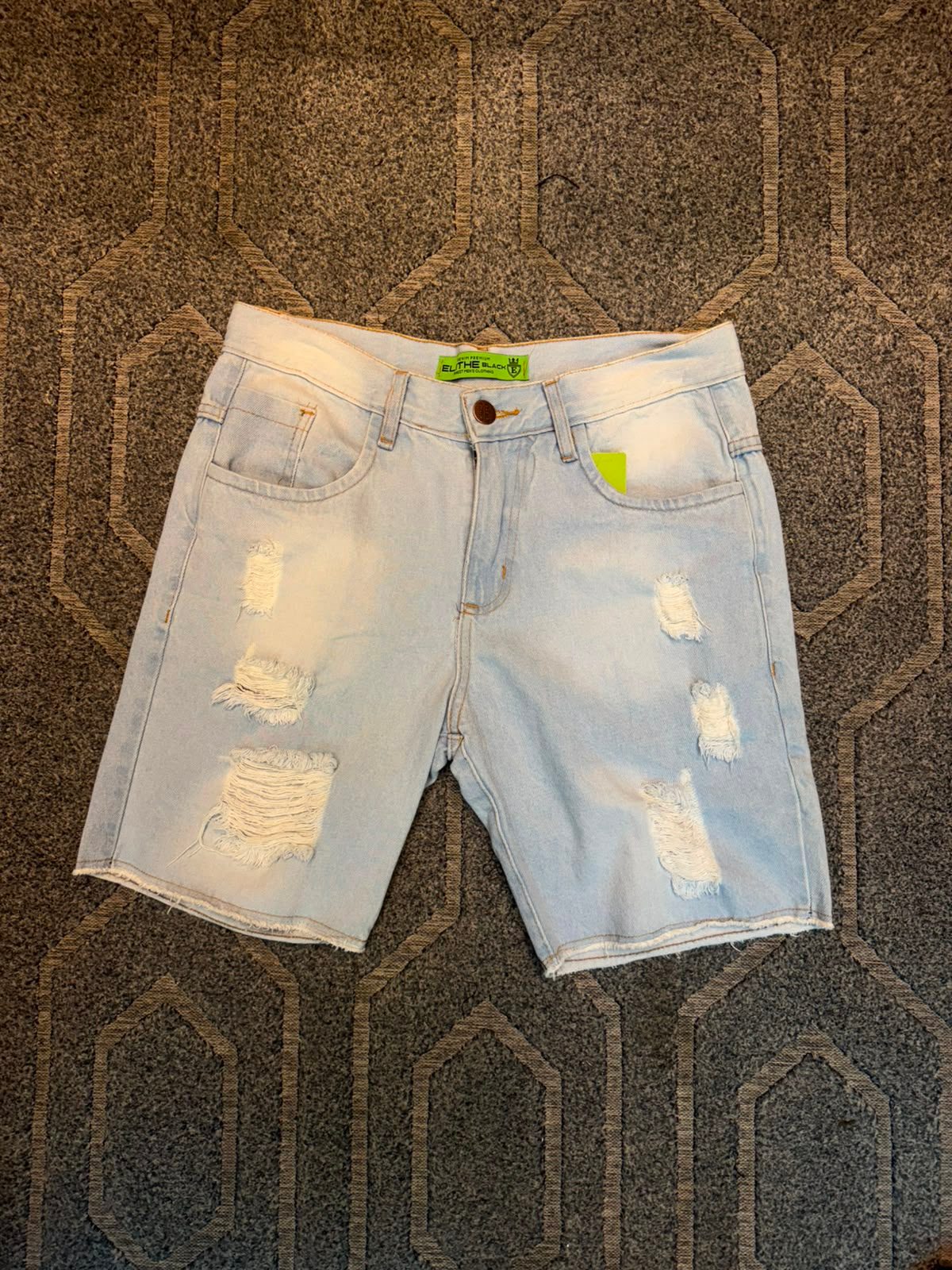 Bermuda Jeans Elithe Black Azul Claro Destroyed (1)