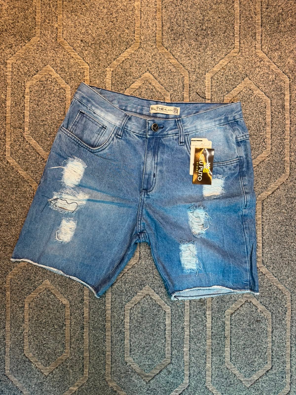 Bermuda Jeans Elithe Black Azul Claro Destroyed (2)