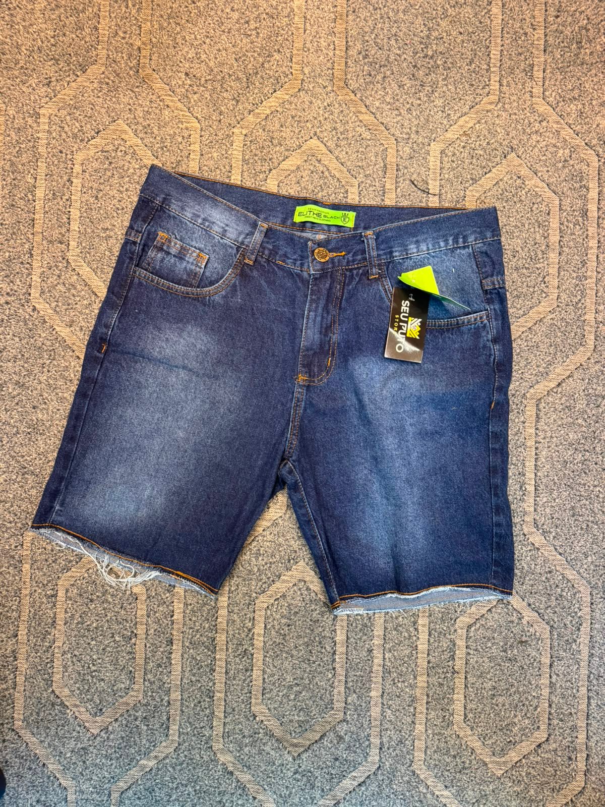 Bermuda Jeans Elithe Black Azul Escuro Lisa