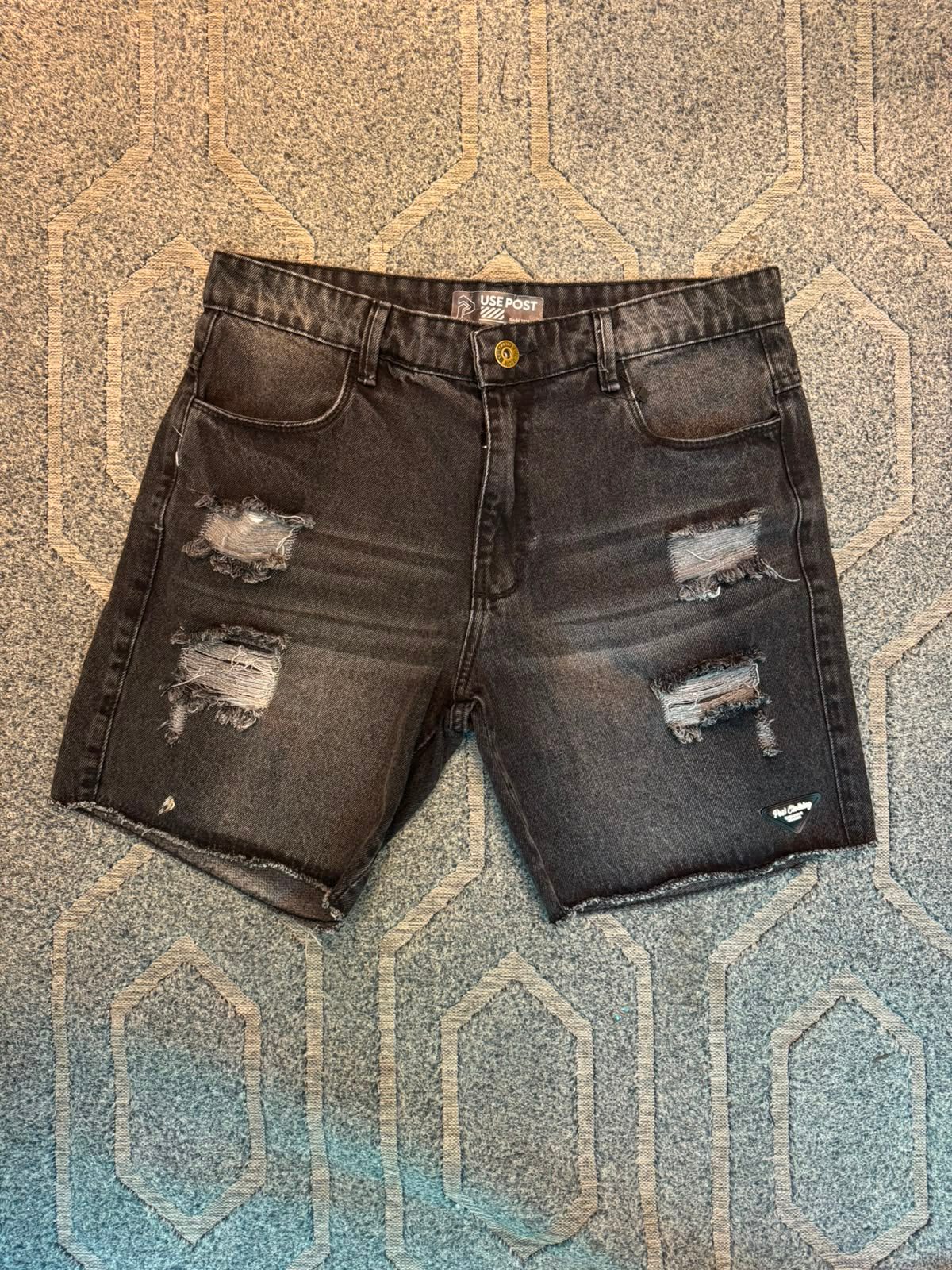 Bermuda Jeans Preta Jogador Usepost Destroyed (1)