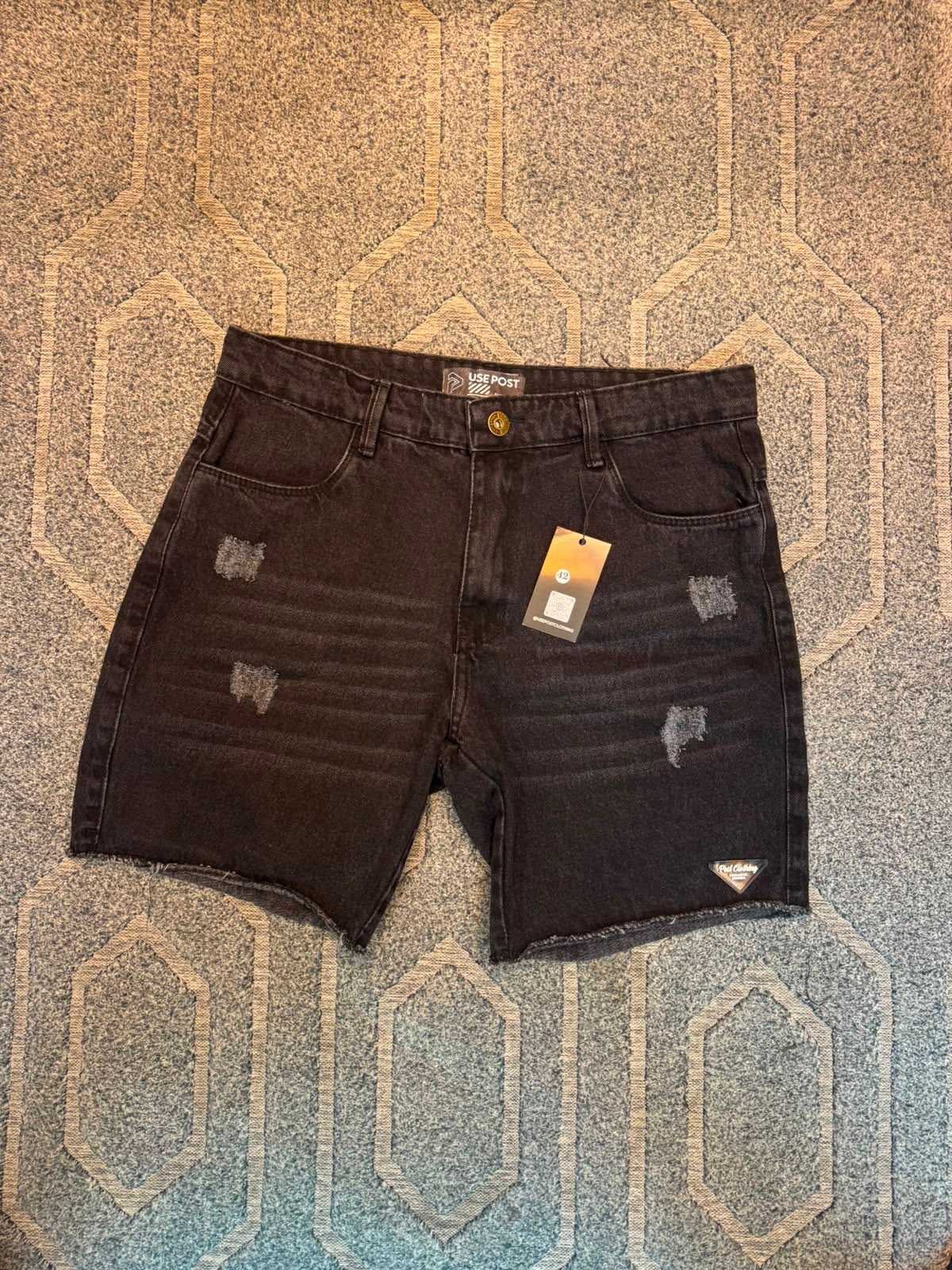 Bermuda Jeans Preta Jogador Usepost Destroyed (2)